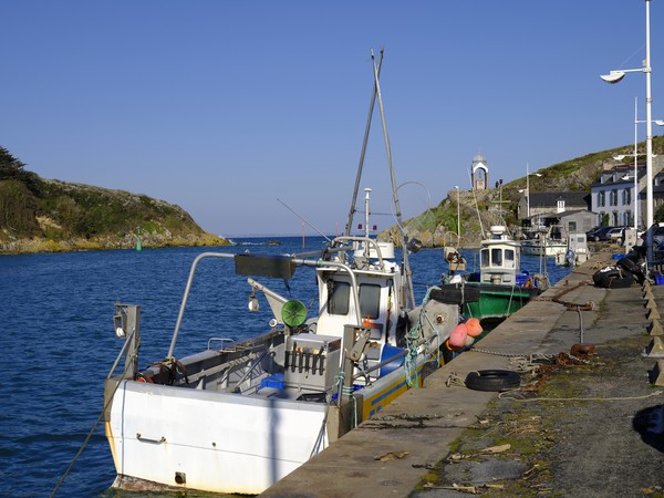 Bateaux de pêche à Pleneuf Val André en France.