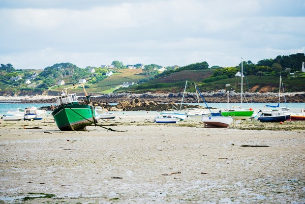 Bateaux à Plouguerneau en Bretagne.