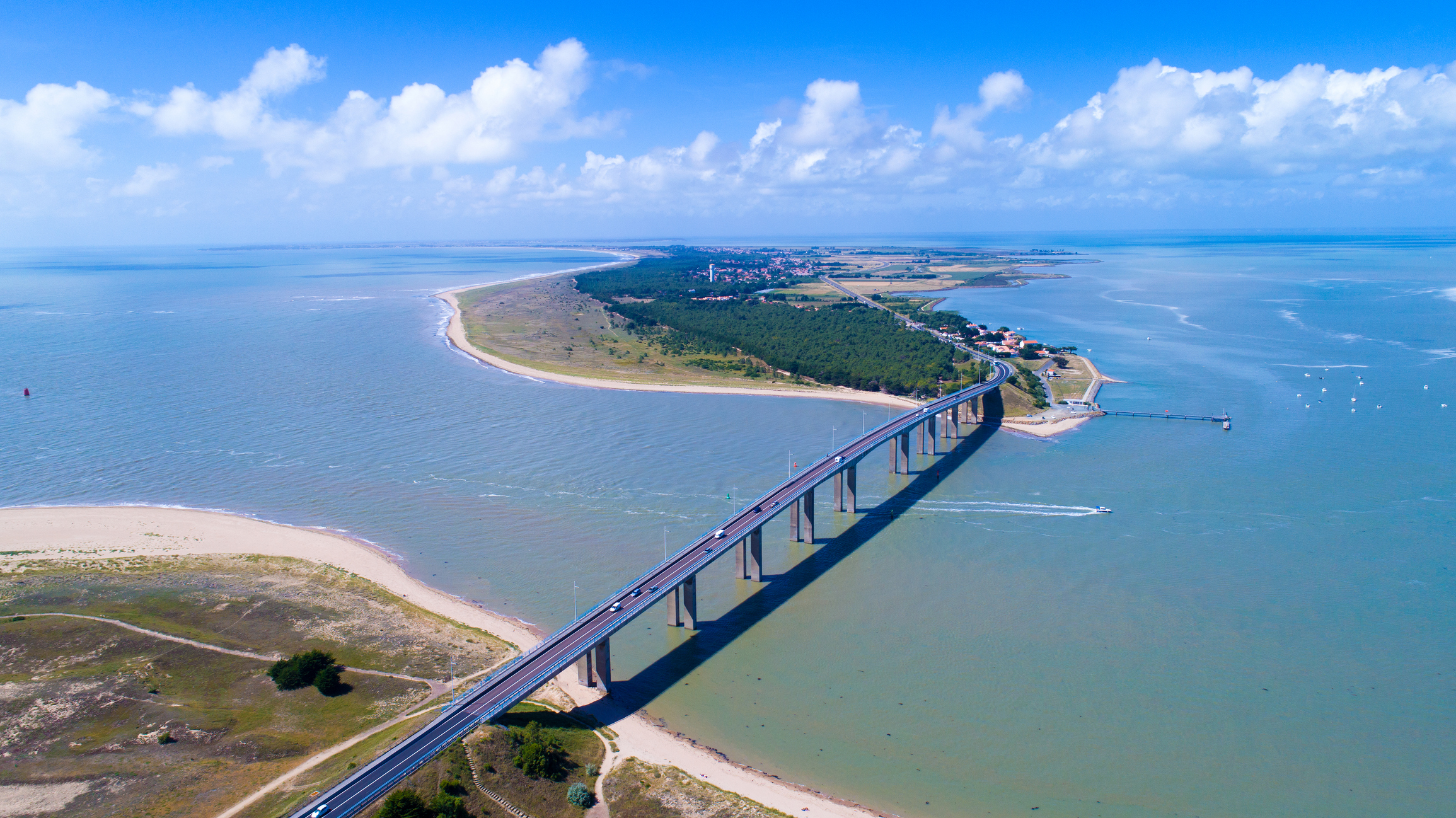 Photographie aérienne du pont de l’île de Noirmoutier